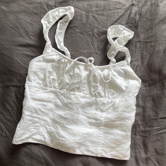 Aritzia Wilfred Boheme 100% Linen White Bustier Blouse - Picture 8 of 12